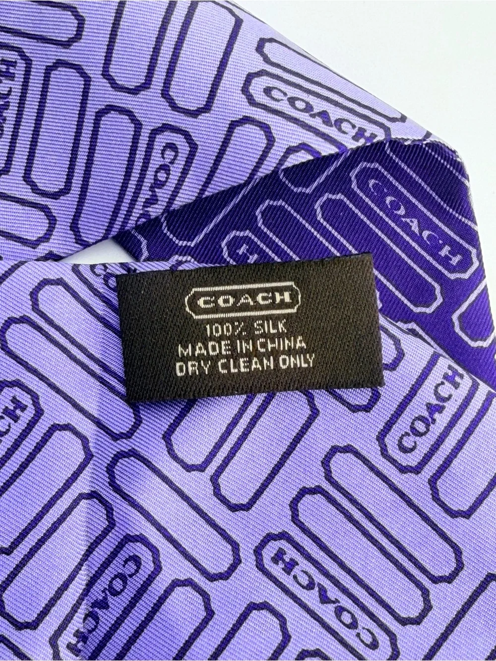 Coach Purple Vintage Signature Silk Skinny Scarf / Twilly